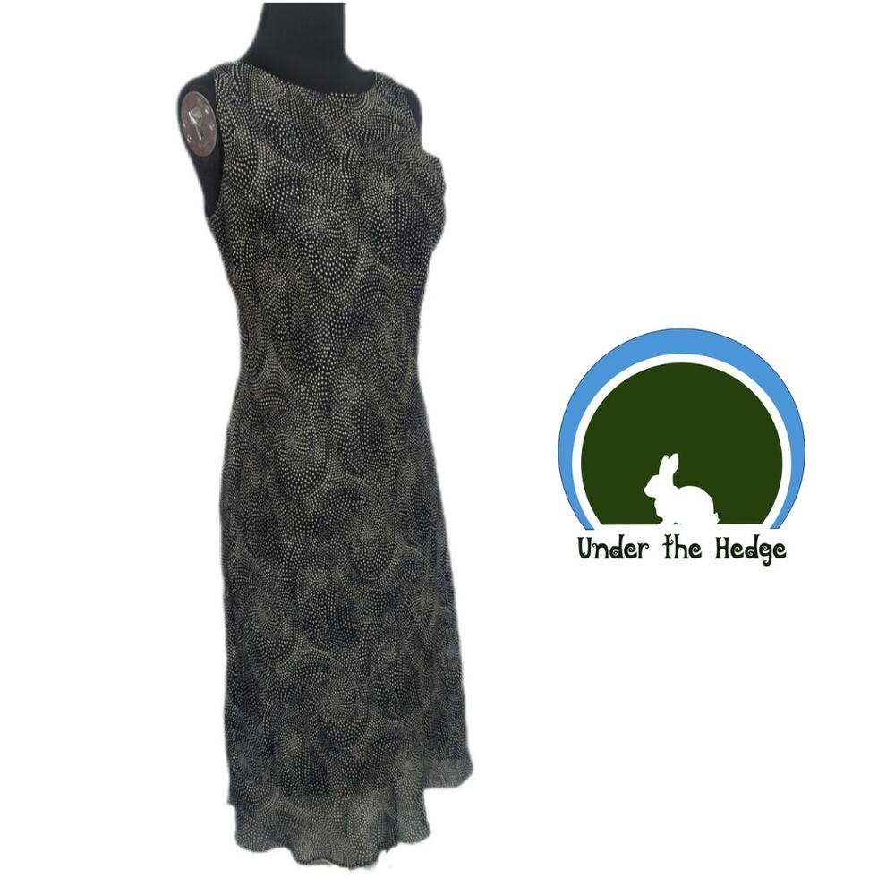 Vtg AGB Byer Black Polka Dot Midi Pencil Dress 10P 10 Grunge Whimsigoth Z1